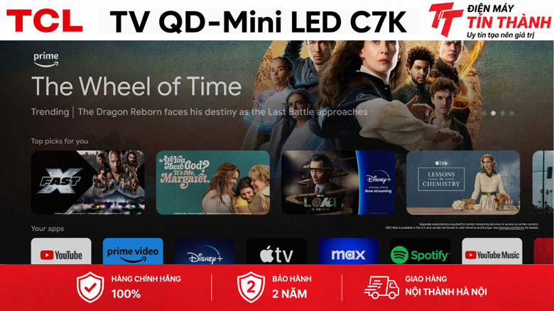 Google Tivi QD-Mini LED TCL AI 4K 75 inch 75C7K - Google TV