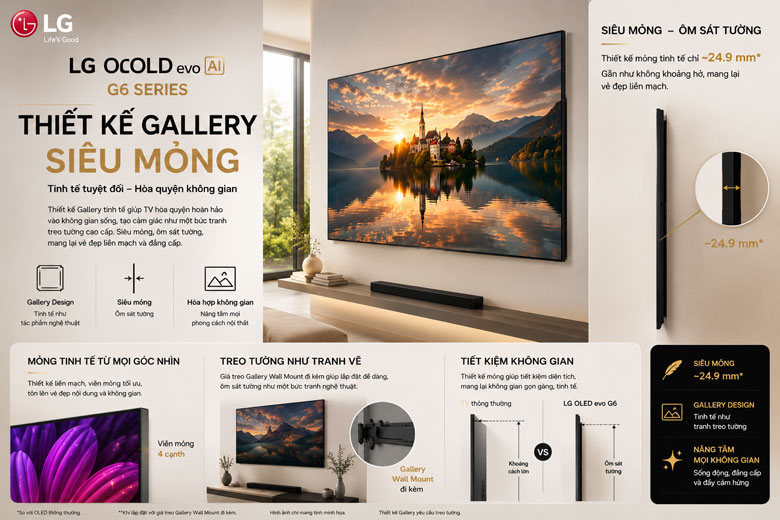 LG OLED evo G6 Series với thiết kế Gallery siêu mỏng