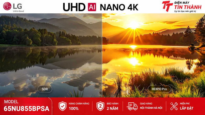 Smart Tivi LG AI 4K 65 inch 65NU855BPSA - HDR10 Pro và 4K Super Upscaling