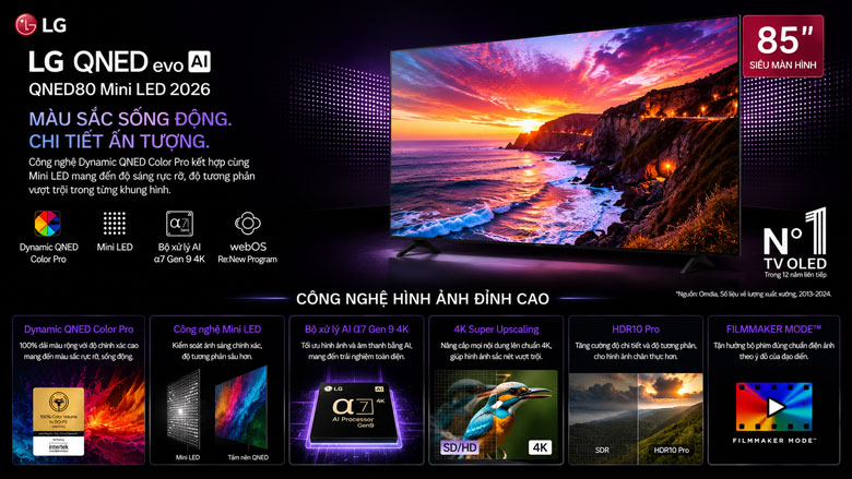 LG 85QNED80BSA có tốt không? Đánh giá TV Mini LED AI 85 inch 2026