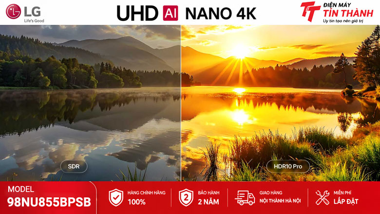 Màn hình 4K Ultra HD HDR10 Pro trên LG 98NU855BPSB