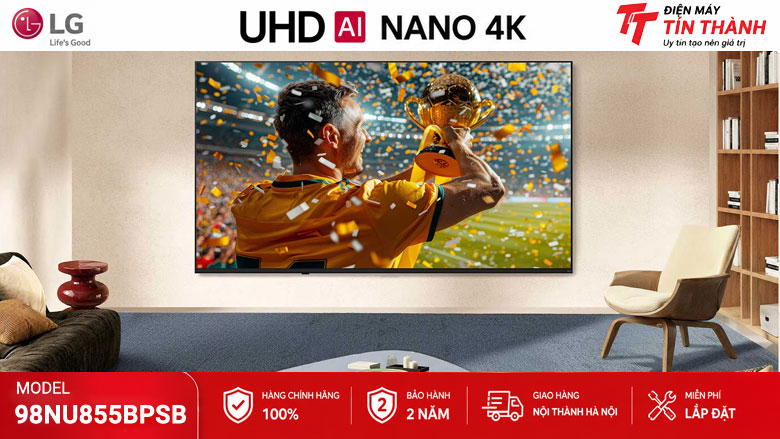 LG 98NU855BPSB phù hợp biệt thự phòng khách lớn và phòng giải trí