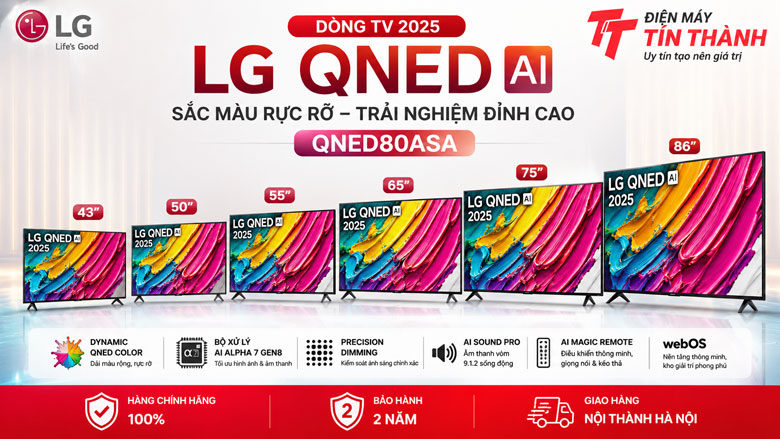 LG QNED80ASA Series 2025 gồm 43 50 55 65 75 và 86 inch