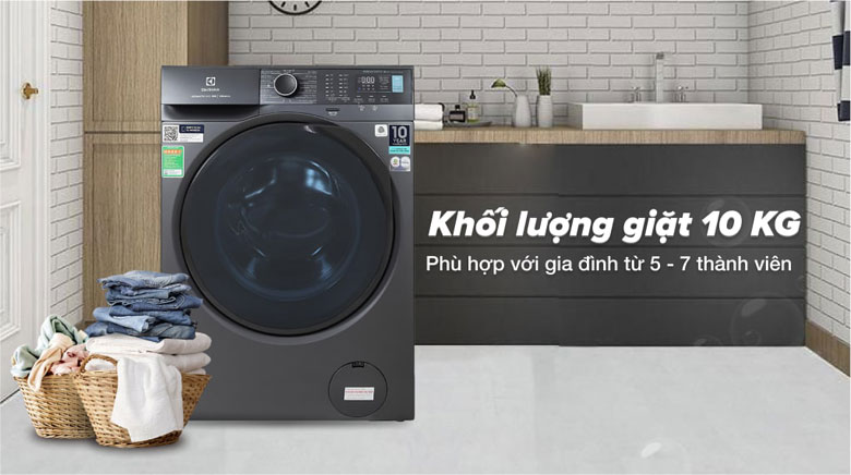 Electrolux EWF1024P5SB - Khối lượng giặt 10 kg, phù hợp cho gia đình có từ 5 - 7 thành viên