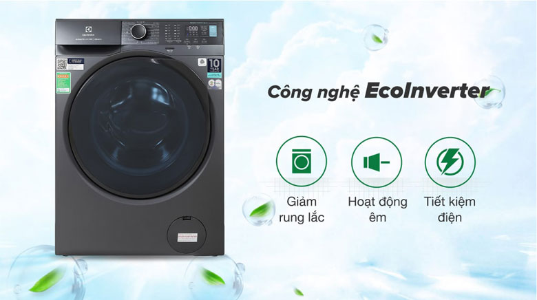 Máy giặt cửa ngang Electrolux 10kg - Vận hành êm ái, bền bỉ, tiết kiệm điện năng nhờ công nghệ EcoInverter