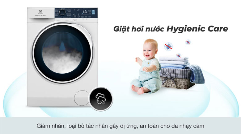 Máy giặt EWF1024P5WB Electrolux - Bảo vệ an toàn làn da nhạy cảm nhờ Công nghệ giặt hơi nước Hygienic Care