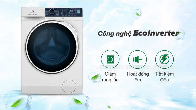 Máy giặt Electrolux cửa ngang 10kg - Công nghệ EcoInverter giúp tiết kiệm điện năng, vận hành êm ái, bền bỉ với thời gian