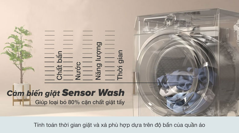 Máy giặt Electrolux cửa ngang 10kg - Loại bỏ đến 49 loại vết bẩn nhờ công nghệ Sensor Wash với cảm biến AI