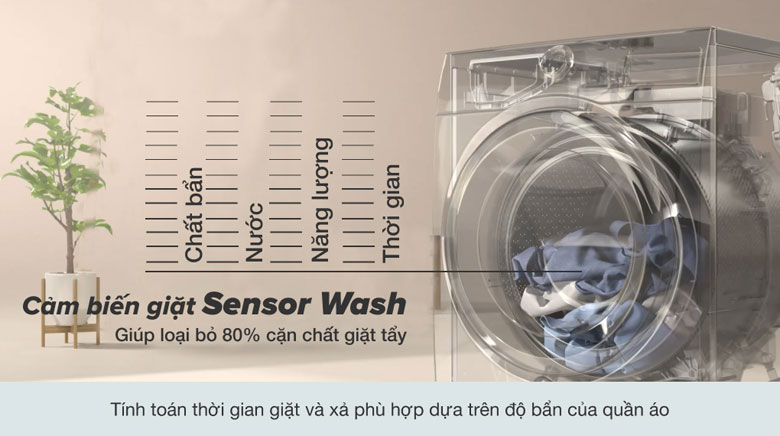 Máy giặt Electrolux 11kg - Cảm biến Sensor Wash giúp tính toàn thời gian giặt xả phù hợp