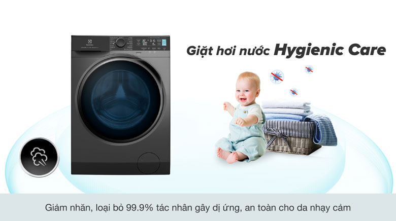 Máy giặt Electrolux cửa ngang 11kg - Loại bỏ các tác nhân gây dị ứng với công nghệ giặt hơi nước Hygienic Care