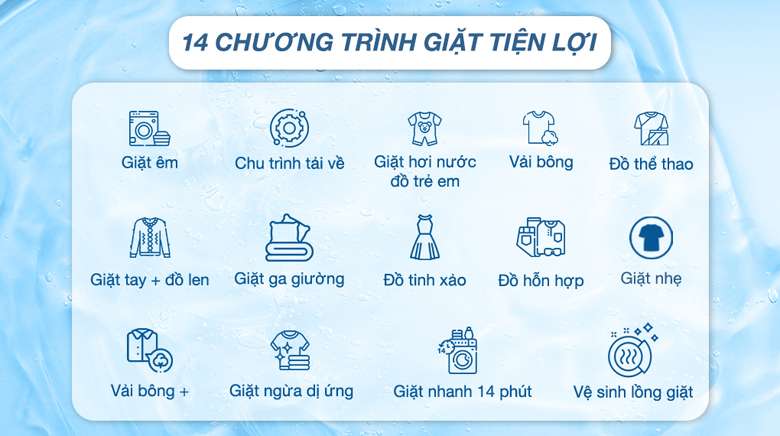 Trang bị 14 chương trình giặt