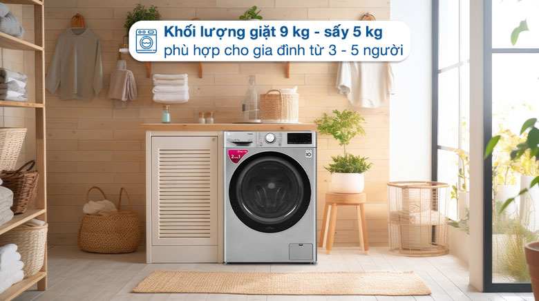 Máy giặt LG FV1409G4V thiết kế - Khối lượng giặt