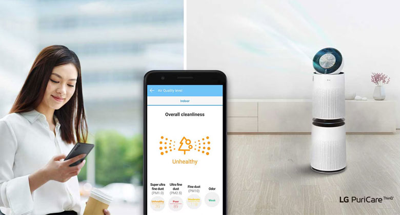 Máy lọc không khí LG PuriCare AS10GDWH0 sử dụng bảng điều khiển cảm ứng