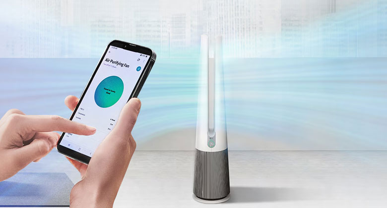 Máy lọc không khí LG PuriCare AeroTower FS15GPCJ0 sử dụng bảng điều khiển cảm ứng