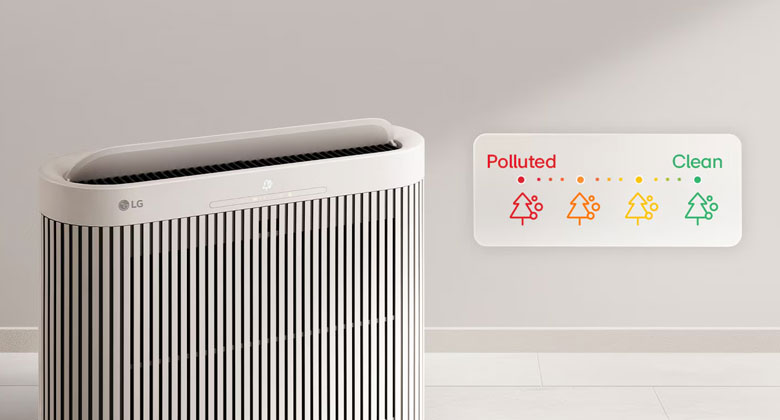 LG PuriCare WallFit W60GLGG0 được trang bị cảm biến khí gas, cảm biến bụi và cảm biến mùi