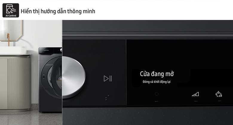 máy sấy bơm nhiệt samsung inverter 9 kg dv90t7240bb sv - Bảng điều khiển thông minh AI Control