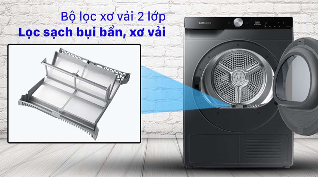 Máy sấy quần áo Samsung - Lọc sạch xơ vải, bụi bẩn với bộ lọc xơ vải 2 lớp