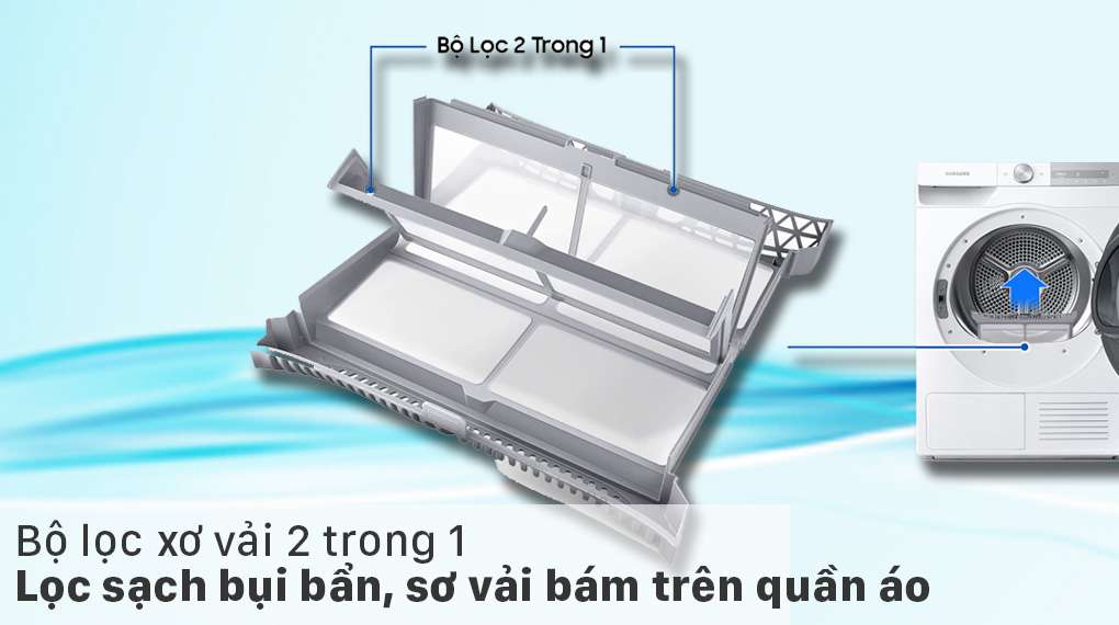 Máy sấy Samsung bơm nhiệt - Lọc sạch xơ vải còn sót lại sau mỗi lần sấy với bộ lọc 2 trong 1 tiện lợi