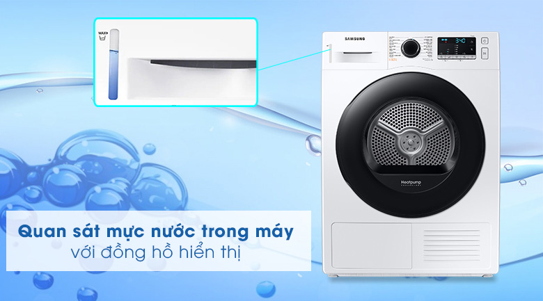 Máy sấy Samsung - Theo dõi mực nước tích tụ trong máy với đồng hồ hiển thị