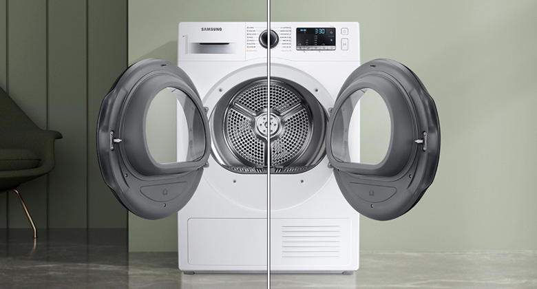 máy sấy bơm nhiệt samsung 9 kg dv90ta240ae sv - Cửa đảo chiều tiện lợi