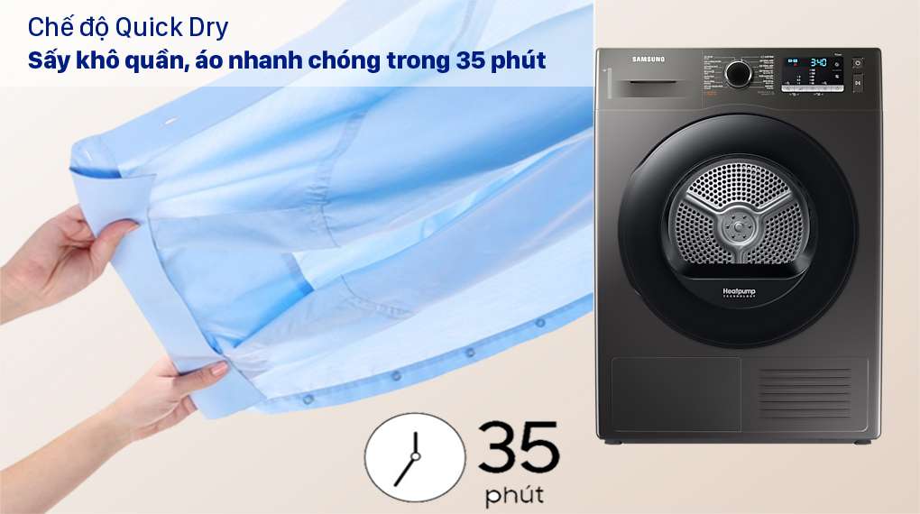 DV90TA240AX/SV - Sấy khô quần, áo nhanh chóng với chế độ Quick Dry