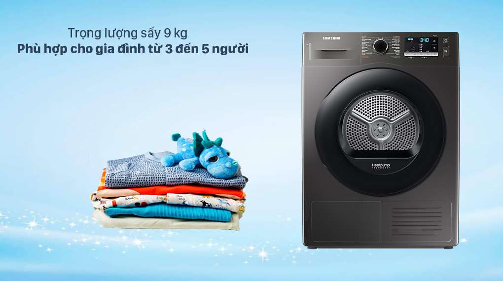 Máy sấy Samsung 9kg - Thiết kế hiện đại, mạnh mẽ cùng với trọng lượng sấy 9 kg