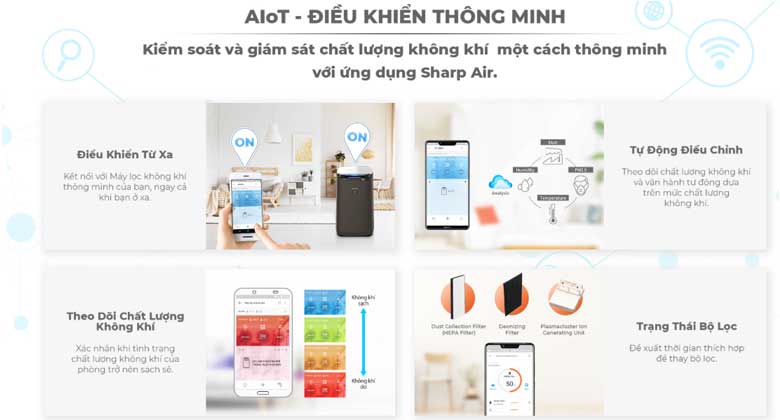 Điều khiển máy lọc không khí Sharp FP-J80EV-H bằng Sharp Air App