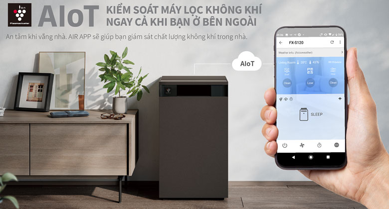 Điều khiển máy lọc không khí Sharp FX-S120V-W bằng Sharp Air App