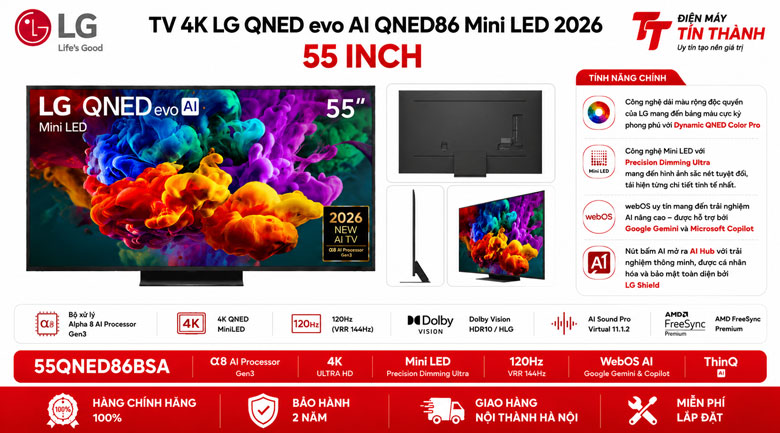 Smart Tivi LG 55QNED86BSA có phù hợp phòng khách vừa không?
