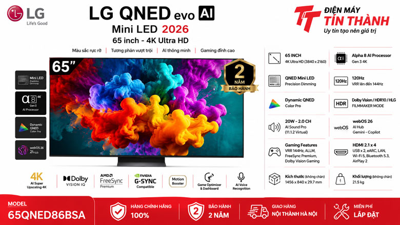 Smart Tivi LG 65QNED80BSA có phù hợp phòng khách gia đình không?