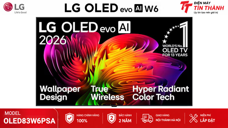 Smart Tivi LG OLED AI 4K 83 inch OLED83W6PSA chính hãng