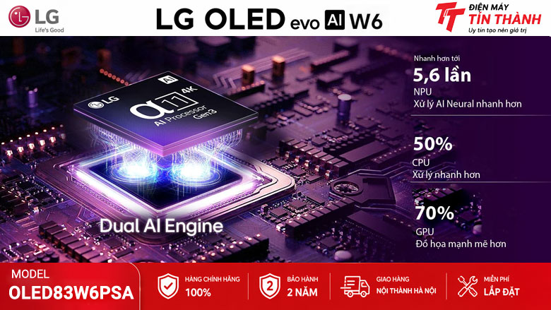 Bộ xử lý alpha 11 AI Processor 4K Gen3 trên LG OLED83W6PSA