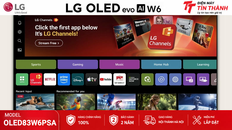 webOS 26 và AI Hub trên Smart Tivi LG OLED83W6PSA