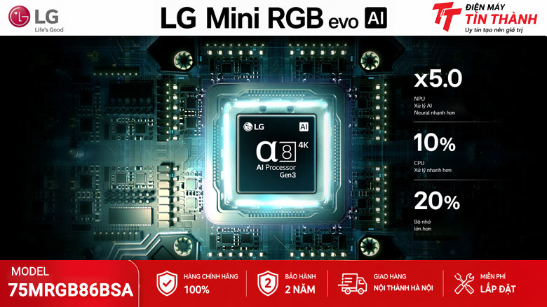 Bộ xử lý alpha 8 AI Processor 4K Gen3 trên LG 75MRGB86BSA