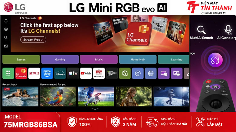 webOS 26 AI Hub trên Smart Tivi Mini RGB LG 75MRGB86BSA
