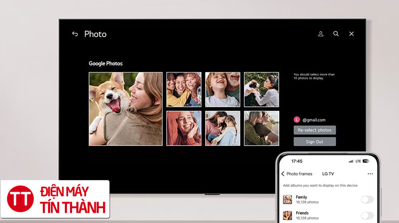 Smart Tivi NanoCell LG AI 4K 75 inch 75NANO80ASA - 75NANO80 - Dễ dàng truy cập Google Photos để chiếu lại kỷ niệm