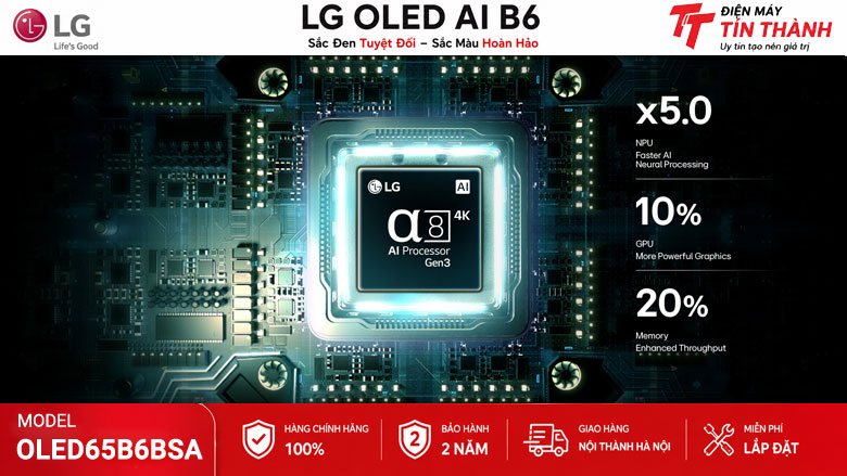 Bộ xử lý alpha 8 AI Processor 4K Gen3 trên LG OLED65B6PSA