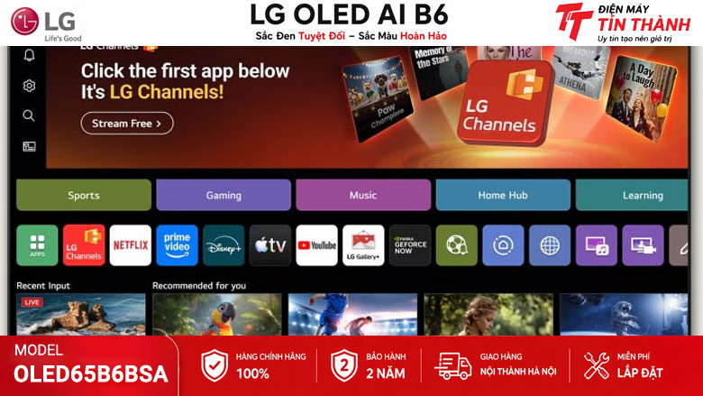 Hệ điều hành webOS AI trên Smart Tivi OLED LG OLED65B6PSA