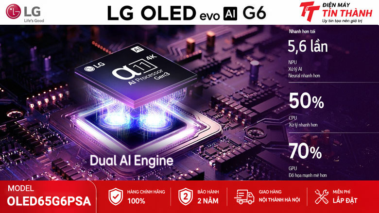 Bộ xử lý alpha 11 AI Processor 4K Gen3 trên LG OLED65G6PSA