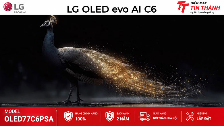 Màn hình OLED evo trên LG OLED77C6PSA hiển thị màu đen sâu và hình ảnh điện ảnh