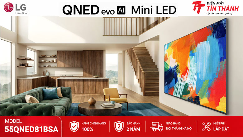 Smart Tivi QNED LG AI 4K 55 inch 55QNED81BSA chính hãng