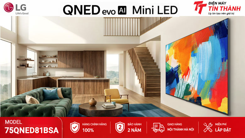 Smart Tivi QNED LG AI 4K 75 inch 75QNED81BSA chính hãng