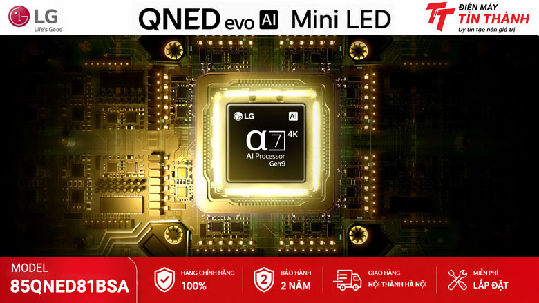 Bộ xử lý alpha 7 AI Processor 4K Gen9 trên LG 85QNED81BSA