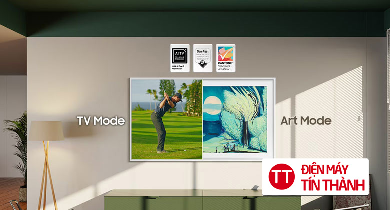 Smart Tivi Khung Tranh The Frame QLED Samsung AI 4K 55 inch QA55LS03F màn hình QLED chuẩn 4K sắc nét với tấm nền chống phản sáng