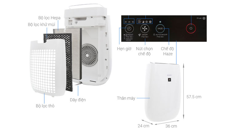 Thiết kế máy lọc không khí Sharp FP-J40E-W