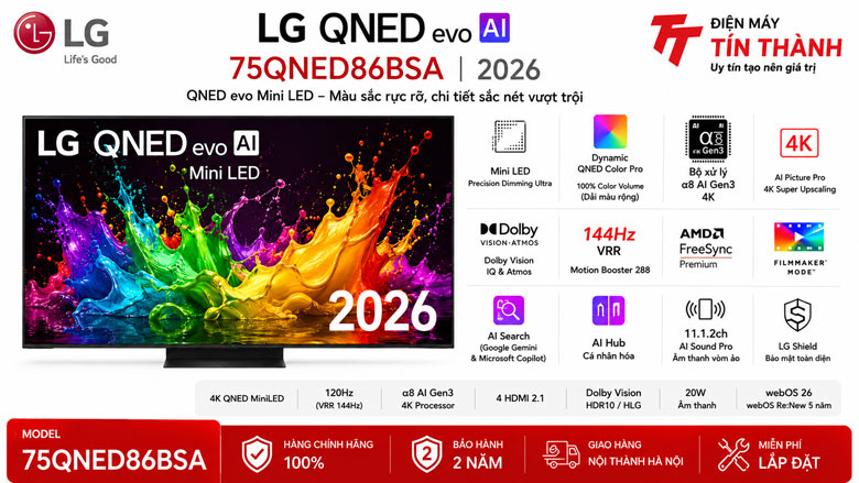 Tivi LG 75QNED86BSA có phù hợp phòng khách 35m2 không?