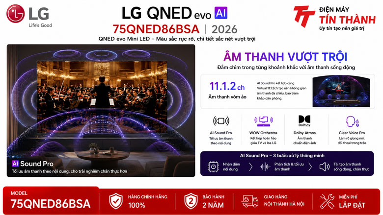 Tivi LG 75QNED86BSA có phù hợp phòng khách 35m2 không?