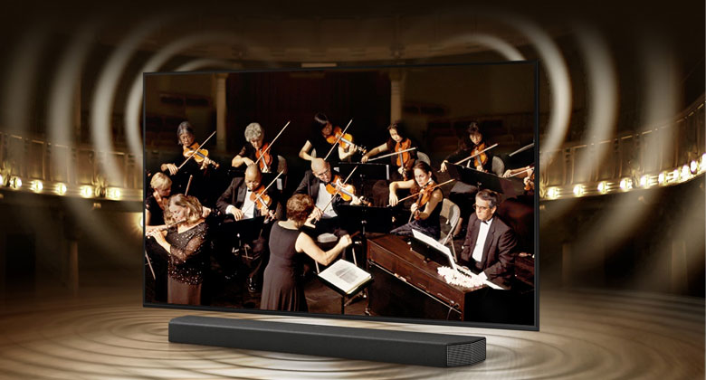 Tivi Samsung 55 inch AU7700 hỗ trợ công nghệ Q-Symphony