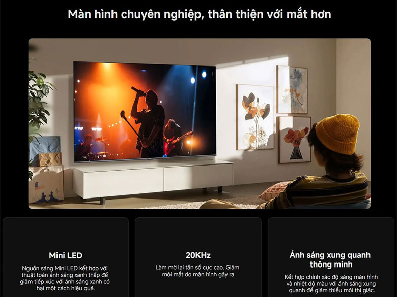 Tivi Xiaomi L98MC-STWN - Công nghệ Mini LED với 880 vùng dimming độc lập