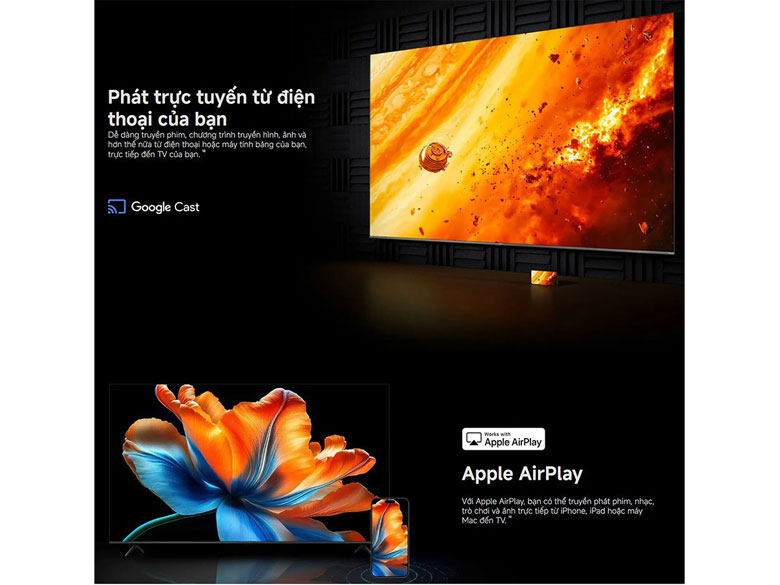 Tivi Xiaomi L98MC-STWN - Google Cast và Apple AirPlay